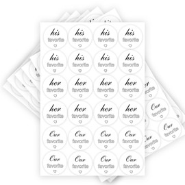 Hodmopli 480 Pcs Wedding Stickers 1.5 Inch His Her Our Favorite Stickers for Wedding Candy Envelope Wedding Party Guest Gift Wedding Favors Stickers White and Black