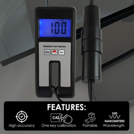 Gain Express Digital Car Window Tint Meter - Portable Solar Tester for Visual Light Transmission, Filmed Glass, UV IR Rejection and Spectrum Analysis