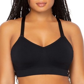 Curvy Couture Women's Luxe Smoothing Seamless Plus Size Bralette, Black Hue, Large Plus
