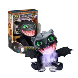 Puppetronic RE0000000 Real FX Toothless Plush Toy, Electronic Hand Puppet, 30 cm, +50 Reactions and Sounds, Smoke and Fire Effects, from 6 Years, Famosa (RE000000)