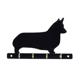 Pembroke Welsh Corgi Dog Leash Rack Holder Hanger Organizer for Wall - Four Hooks to Hang Dog Leashes - Pet Home Decor