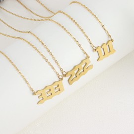 Angel Number Necklace for Women 111 222 333 444 555 777 888 999 Numerology Necklaces (444 necklace)