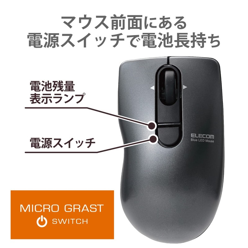 ELECOM Wireless Mouse (Receiver Included) M Size, 3 Buttons, Silent,