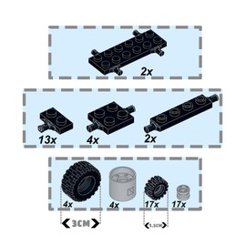 LANMANUO 66PCS Wheels and Axles Sets Car Parts Building Kit with Tires, Windshield, Chassis & Steering Wheel Compatible with Major Brands - Educational Toys for Kids (red)