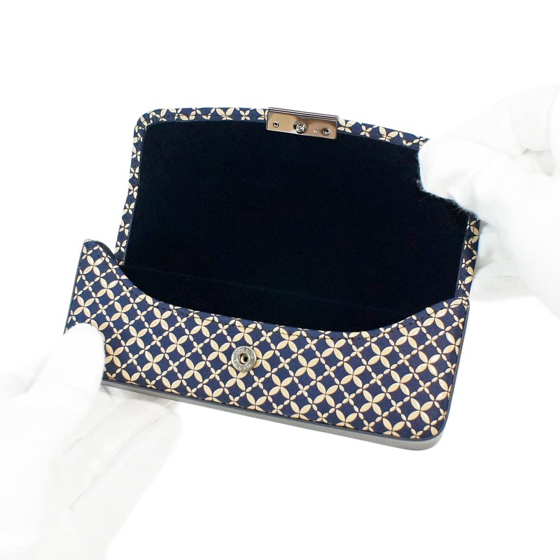 Indenya 4206-14-179 H Glasses Case, Deer Leather, Navy Blue Base
