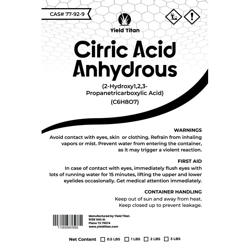 Yield Titan Citric Acid Anhydrous (2-Hydroxy-1,2 - 1lb