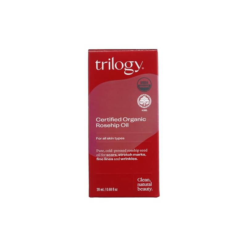 Trilogy Certified Organic Rosehip Oil for Unisex, 0.67 Ounce