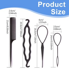 QOCUILC 4 Pieces Hair Braiding Tool Set with 5 Clips Tool Set for Making Bun Hair Braiding Tools Hair Styling Tools Hair Styling Tools for Girls and Women
