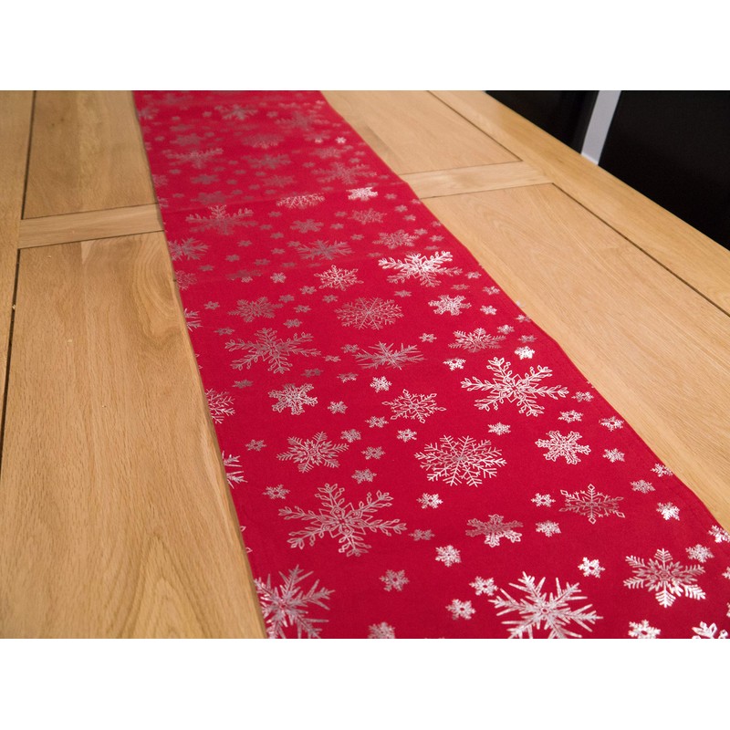 Lex's Linens Christmas Red Table Runner With a Silver Metallic