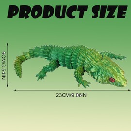 3D Printed Chameleon, 23cm Gecko Wall Climber Toy, Fidget Toys Adults Kids for Stress Relief, Articulated Lizard Toys for Play, 3D Printed Animals for Office or Home Decor, Gifts (Yellow-Green)