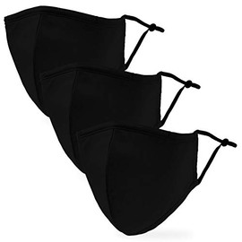 Weddingstar 3 Pack Kid's 3-Ply Washable Cloth Face Mask Reusable and Adjustable with Filter Pocket - Black