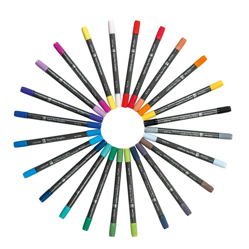 Marabu 0145000000106 Aqua Pen Graphix, Octopy, 24 Watercolour Felt Tip