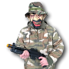 Rubber Johnnies Drill Sergeant Mask Full Metal Army Captain Platoon Camo Hat Costume