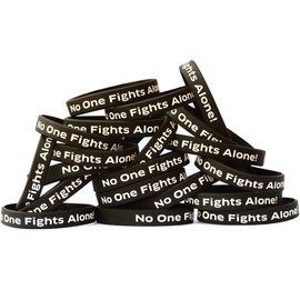 SayitBands 20 Black No One Fights Alone Support Wristband Bracelet