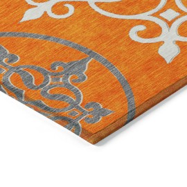 Addison Rugs Chantille ACN874 Orange 2'3" x 7'6" Indoor/Outdoor Hallway Runner Rug, Machine Washable, Stain Resistant, Easy Clean, Non Shedding, for Kitchen, Bathroom, Laundry and Bedroom