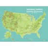 US National Forests & Grasslands Map 18x24 Poster (Green &