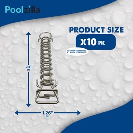 Poolzilla Pool Safety Cover Stainless Steel Springs - 10 Pack - Universal Fit