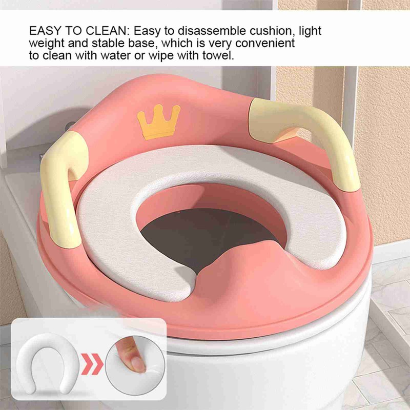 Kids Potty Training Seat Soft PU Cushion Splatter Proof Stable