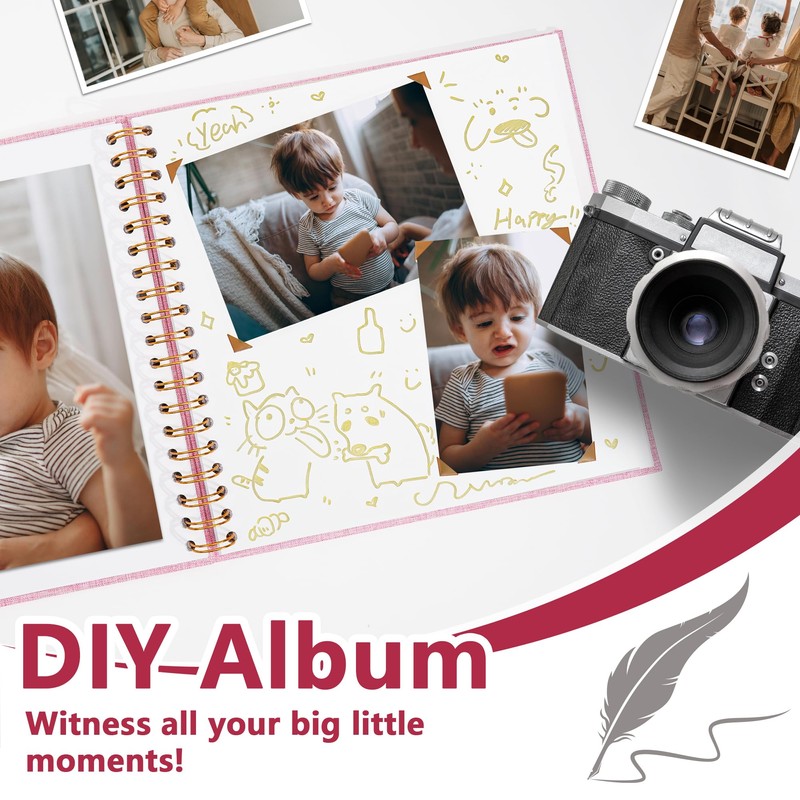 Vienrose 8X8 Inch DIY Scrapbook Album Linen Arch Window Photo