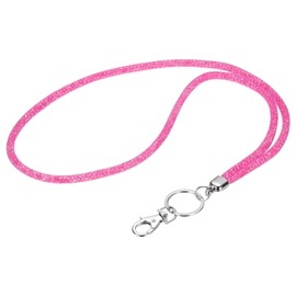 PATIKIL 1Pack Rhinestone Lanyard for Keys, 15.7" Bling Lanyards for ID Badge with Metal Clasp & Keyring Crystal Keychain Neck Strap for Women Keys Phones, Peach Pink
