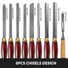 Happybuy 8PCS Wood Chisel Set, 7" Lathe Tools, Woodworking &