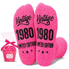 HAPPYPOP 1980 Birthday Gifts for Women - 46 Year Old Socks for Women Friends, 46th Birthday Gifts for Middle Aged Woman Pink