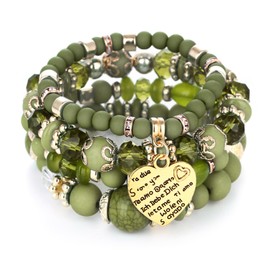 Beljeley St Patrick's Day Boho Bracelets for Women Trendy, Green Charm Bracelets for Women Wrap Beaded Bracelet Set Friend Gifts Western Jewelry