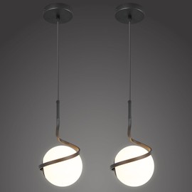 BBLLWJ Modern Black Pendant Light Glass Globe Chandelier Kitchen Island Ceiling Light Fixture for Kitchen Living Room Bedroom(2Pack)