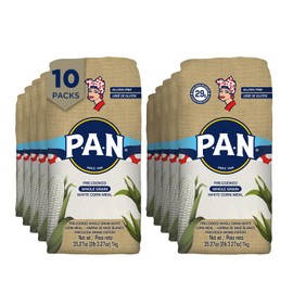 P.A.N. Whole Grain White Corn Meal – Pre-cooked Gluten Free and Kosher Flour for Arepas (2.2 lb/Pack of 10)