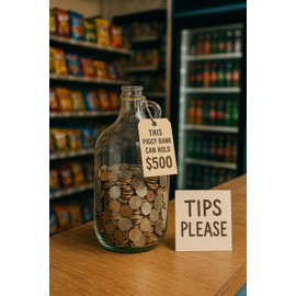 Piggy Bank for Adults – Glass Jar for Coins, Money & Small Change – Half Gallon Jug Made in USA – Savings or Tip Jar Gift