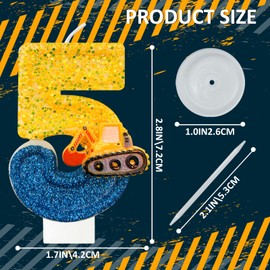 JonesLi Construction Birthday Candle -Digger Birthday Candles Numbers，Number 5 Birthday Candles，Yellow & Blue Construction Party Decorations,Excavator Birthday Decorations for Kid's Party Celebration