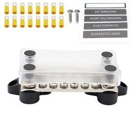 Gloaso 100 A Busbar 12 V with 4 x M6 Bolts, 12 x M4 Screws Terminal Block Bus Bar, 12 Volt 24 V 100 Amp Floor Busbars Power Distribution Block with Lid, Max 48 V DC