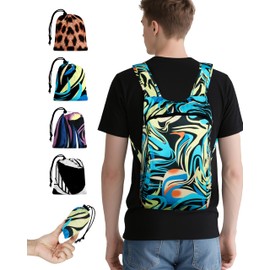 Kixhusa Pocket-Sized Hiking Daypack, Fashion patterns Lightweight 1.7oz, Water resistant Backpack for Women Men Camping (Blue&Green swirl)