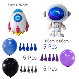 Space Party Supplies Solar System Hanging Foil Swirls Astronaut Rocket Balloons Happy Birthday Banner Latex Balloons Cupcake Toppers Space Baby Shower Birthday Party Decoration SUNBEAUTY