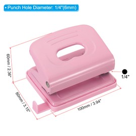 PATIKIL 1/4" 2 Hole Paper Punch, Metal Hole Puncher 8 Sheet Punch Capacity Adjustable Hole Punch for Office and Home Supplies, Pink