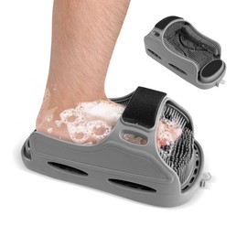 SumKea Shower Foot Scrubber, Feet Scrubbers, Exfoliating Foot Massager Slipper, Silicone Shower Easy Scrubber Cleaning, Gray