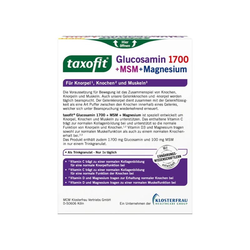 탁소피트 taxofit 글루코사민 1700+MSM+마그네슘 스틱 20개 80g Taxofit Glucosamine 1700