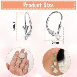 TOAOB 8pcs 925 Sterling Silver Leverback French Earring Hooks with Open Loop 10x17mm Hypo Allergenic Dangle Ear Wire Findings for Jewelry Making