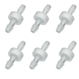 HSCGIN 6PCS Plastic Check Valve 1/4 inch (6mm) or Hose Barb Non Return Anti Ozone Stop Valve Oil Resistant Suitable for Water Fuel Oil Air Gas
