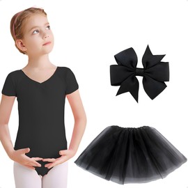 Manga Corta para Danza Ballet, Leotardo de Danza de Algodón para Niñas, Vestido de Manga Corta para Falda Ballet Extraíble, Leotardo de Gimnasia para Clase de Ballet, Puesta en Escena
