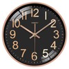 VIKMARI 10 Inch Wall Clock, Silent Black & Gold Easy