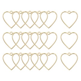 sourcing map 18 Pcs Open Bezel, Heart Resin Bezels Pendants Open Back Bezels Metal Hollow Frame Charm for DIY Resin Crafts Earrings Jewelry Making, Gold