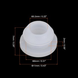 MECCANIXITY 10Pcs Snap Rubber Grommet Plug Mount Dia 8mm ID 5.5mm Narrow Groove Width 2mm Seal Anti-Scratch for Electrical Box Cable Pipes Transparent