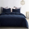 Wake In Cloud - Navy Striped Duvet Cover Set, 100%
