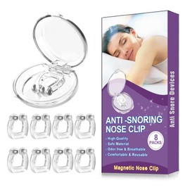 Anti Snoring Devices(8 Pack), Silicone Magnetic Stop Snoring Solution, Comfortable & Professional Anti Snoring Nose Clip 25 Inch