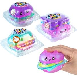 ORB Stretchee Foodz Jelly Cuties Food Squishies 3 Pack - Secret Menu Stackable Squishy Play Food - Kawaii Slow Rise Squishy Hamburger Hot Dog and S'More - Stress Sensory Fidget Toys for Kids, Adults