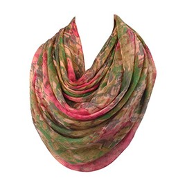 Sibalasi--Women Mixed Color Cotton Voile Scarf Colorful Printed Summer Shawl Autumn Winter Scarves Beachwear Wrap (Rose-red)