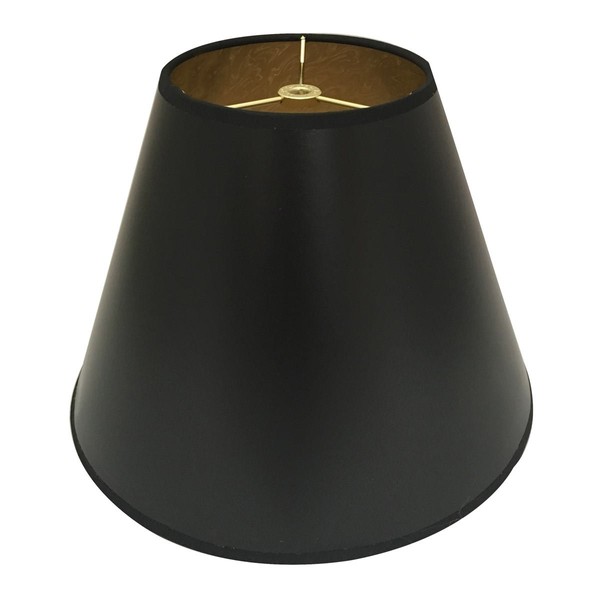 Royal Designs, Inc. Modern Empire Hardback Lampshade with Round Clip, HB-627-10BLK/GL, Black/Gold Trim, 5 x 10 x 8