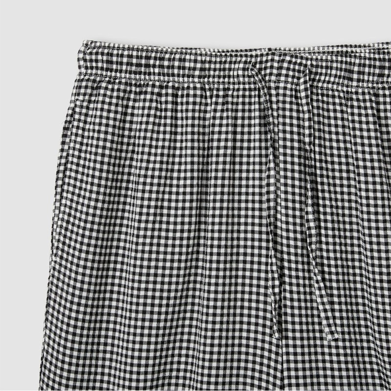JAJU [JAJU] Women's Rayon Cotton Seersucker 3/4 Pajama Pants_Jet Black