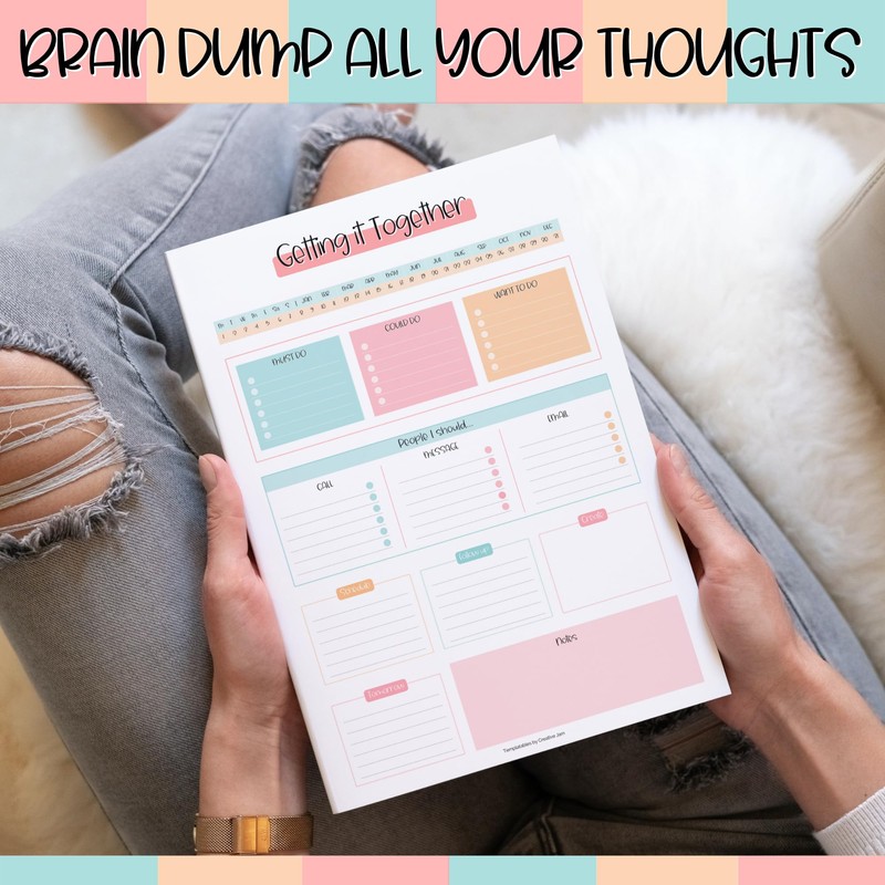 Brain Dump Notepad, to Do List Desk Pad, Productivity Planner,